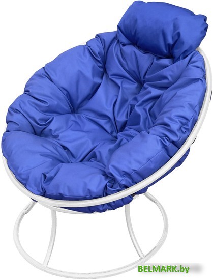 Кресло M-Group Папасан мини 12060110 (белый/синяя подушка) - фото