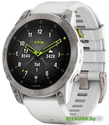 Умные часы Garmin Epix Sapphire Gen 2 (серебристый титан/белый) - фото