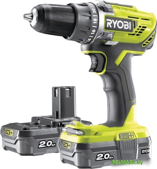 Дрель-шуруповерт Ryobi R18DD3-220S 5133003348 (с 2-мя АКБ 2 Ah, сумка) - фото2