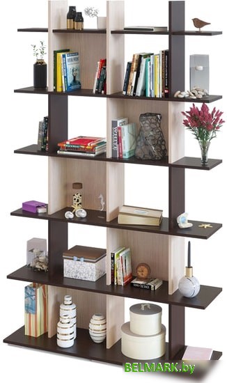 Стеллаж Сокол СТ-6 (венге, беленый дуб) - фото