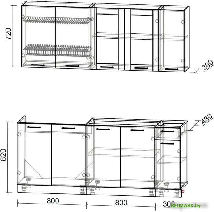 Готовая кухня Интерлиния Мила 19 без столешницы (бетон/антрацит) - фото2