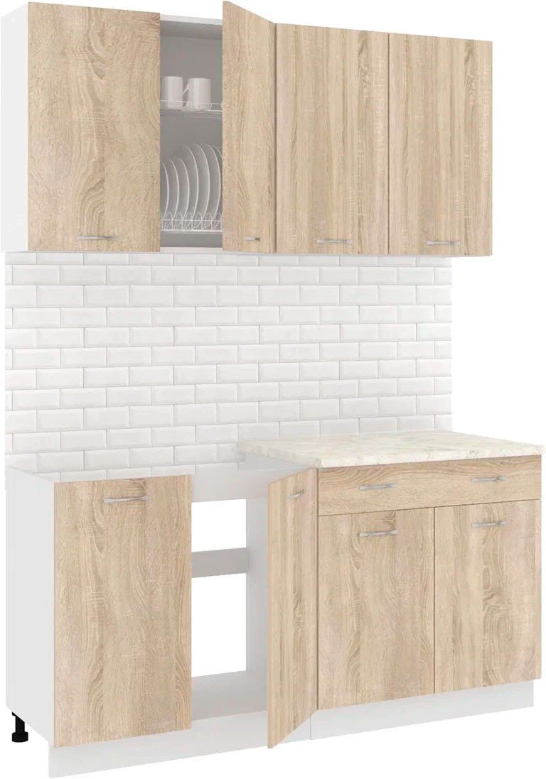 Готовая кухня Кортекс-мебель Корнелия Лира-лайт 1.6м (дуб сонома/королевский опал) - фото