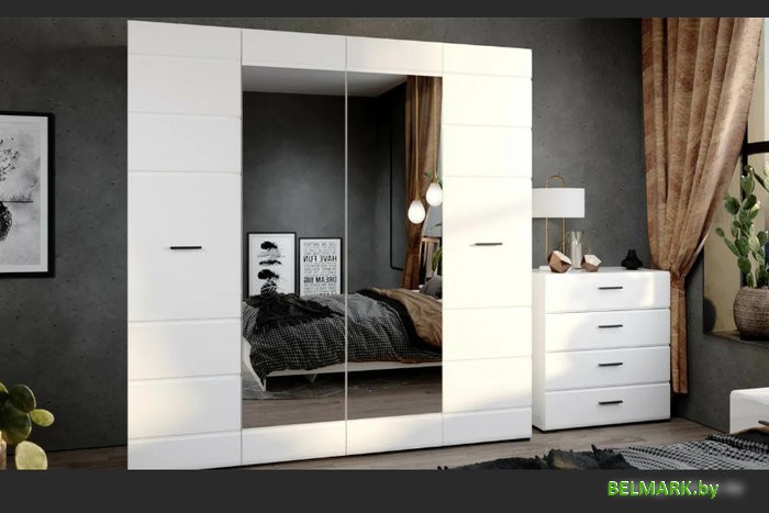 Комод Империал Йорк 4ящ (белый жемчуг-белый глянец) - фото2