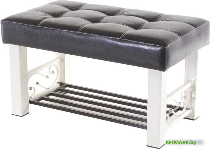 Банкетка AMC Lux 5 с полкой кожзам бежевый/коричневый/коричневый 5.1Б80322 - фото