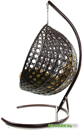 Подвесное кресло M-Group Капля Люкс 11030201 (коричневый ротанг/бежевая подушка) - фото2