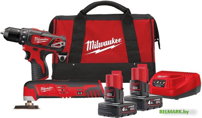 Milwaukee М12 ВPP2D-402B 4933441250 (шуруповерт, реноватор, 2 АКБ, сумка) - фото