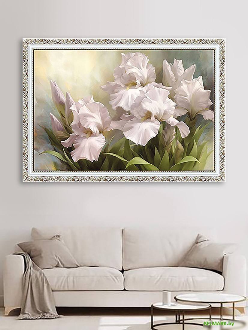 Картина Декарт Белые цветы ирисы 8Л0512 (в раме) - фото2