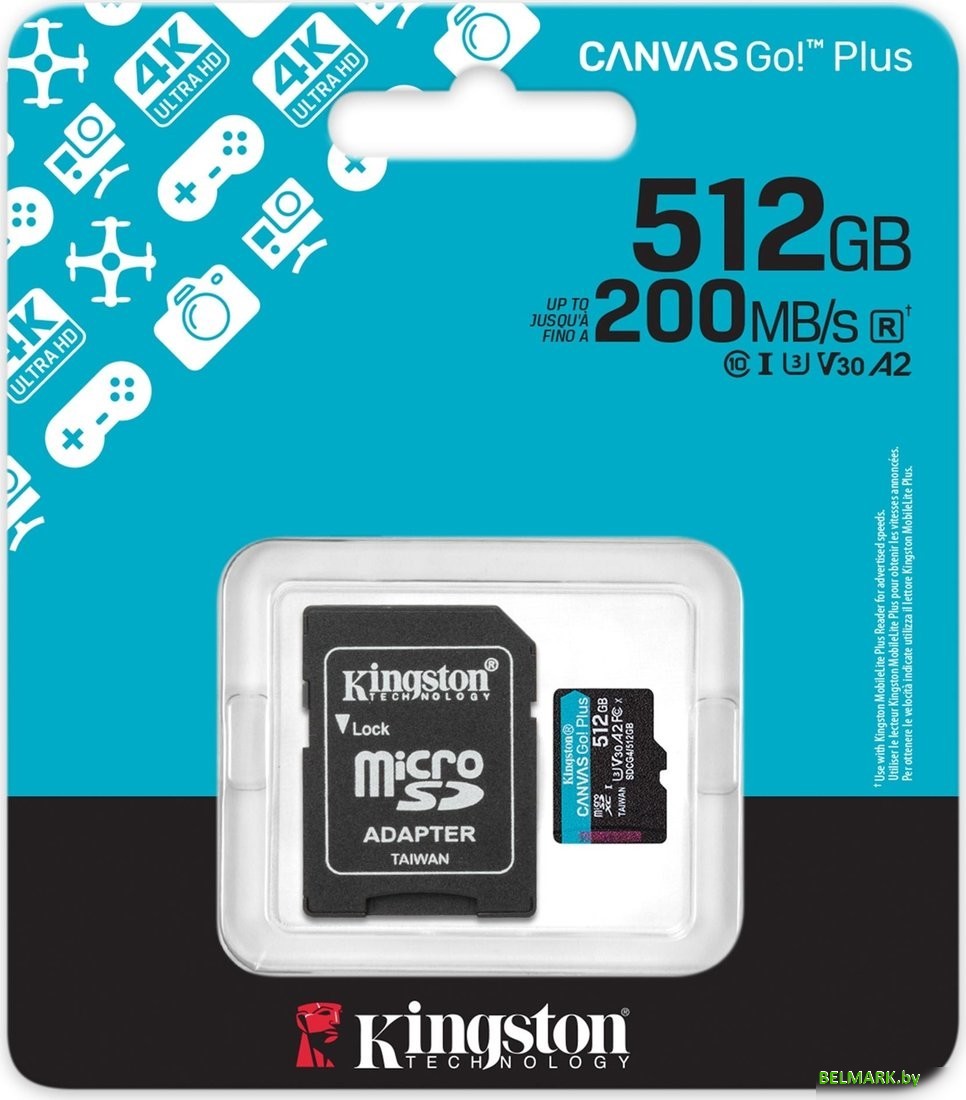 Карта памяти Kingston Canvas Go! microSDXC 512GB SDCG4/512GB (с адаптером) - фото2