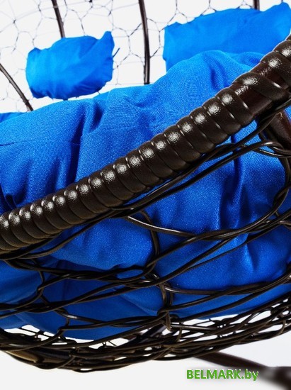 Подвесной диван M-Group Лежебока 11180210 (с коричневым ротангом/синяя подушка) - фото2