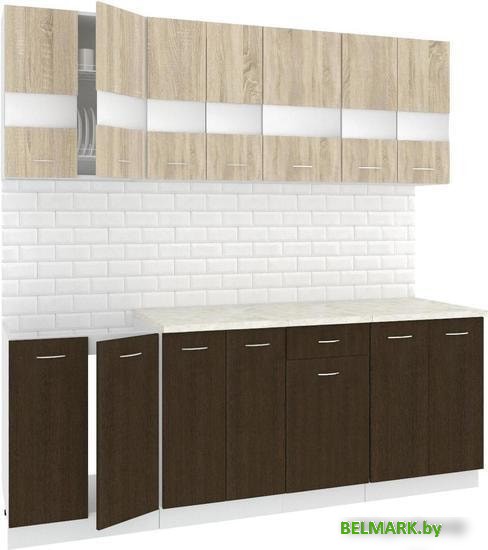 Кухня Кортекс-мебель Корнелия Экстра 2.1м (дуб сонома/венге/марсель) - фото