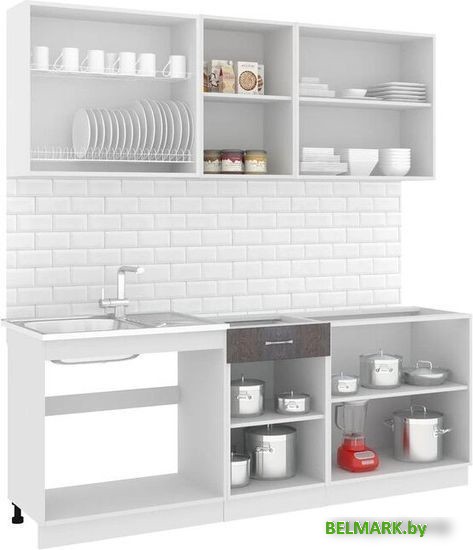 Готовая кухня Кортекс-мебель Корнелия Лира-лайт 2.1м без столешницы (дуб сонома) - фото2