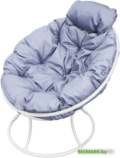 Кресло M-Group Папасан мини 12060109 (белый/серая подушка) - фото