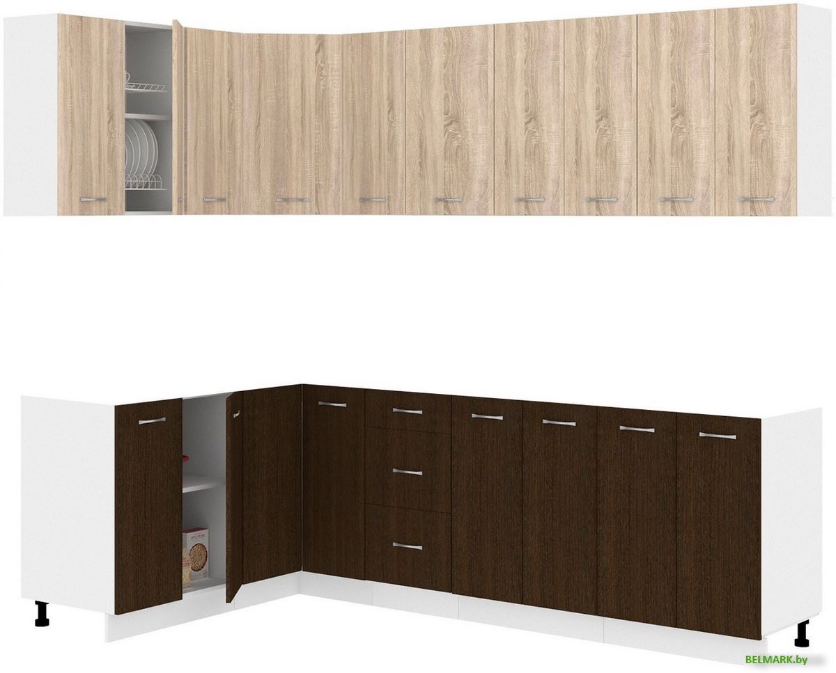 Готовая кухня Кортекс-мебель Корнелия Лира 1.5x2.5 без столешницы (дуб сонома/венге) - фото