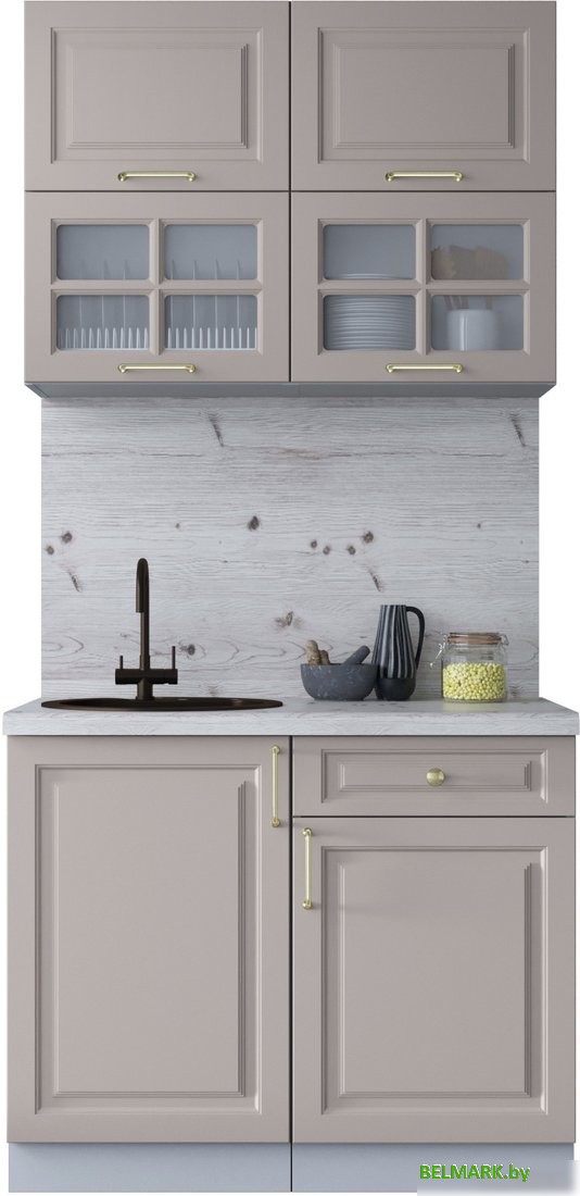Готовая кухня Интерлиния Мила Шато 1.0Б (луна/луна/бискайская сосна) - фото