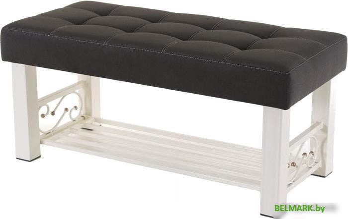 Банкетка AMC Lux 5 с полкой ткань бежевый/коричневый/бежевый 5.2Б100323 - фото