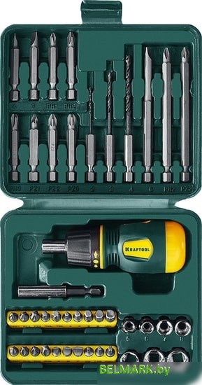 Набор торцевых головок и бит KRAFTOOL 25556-H43 (43 предмета) - фото