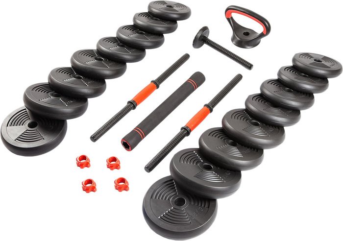 Гантели с грифом для штанги Ametist со штангой и гирями 6в1 30 кг - фото