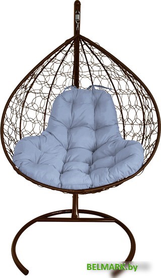 Подвесное кресло M-Group XL 11120209 (коричневый ротанг/серая подушка) - фото