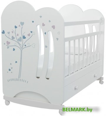 Классическая детская кроватка VDK Wind Tree маятник с ящиком (белый) - фото