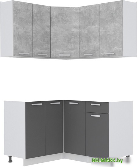 Готовая кухня Интерлиния Мила Лайт 1.2x1.4 без столешницы (бетон/антрацит) - фото