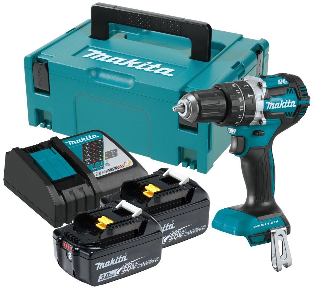 Ударная дрель-шуруповерт Makita DHP484RFJ (с 2-мя АКБ, кейс) - фото