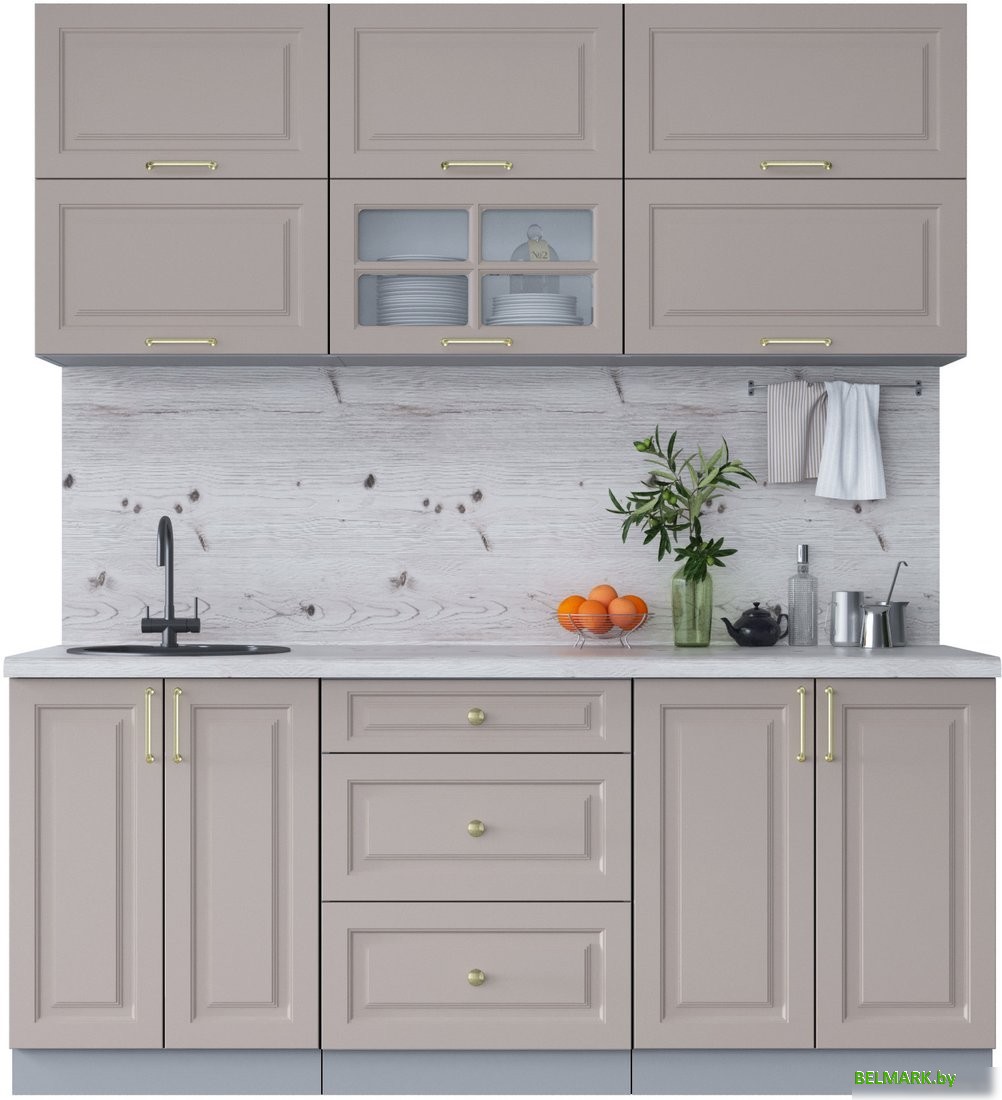 Готовая кухня Интерлиния Мила Шато 1.9Б (луна/луна/бискайская сосна) - фото