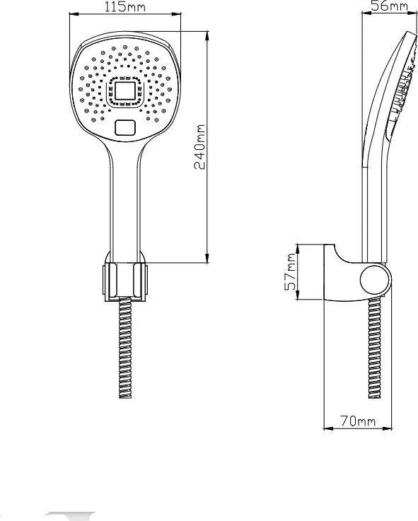 Душевой гарнитур Diadonna D11-1904BL (со шлангом) - фото2