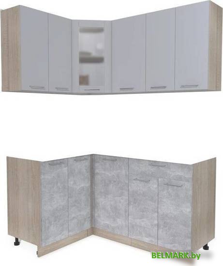 Готовая кухня Интерлиния Мила 12x16 без столешницы (серебристый/бетон) - фото