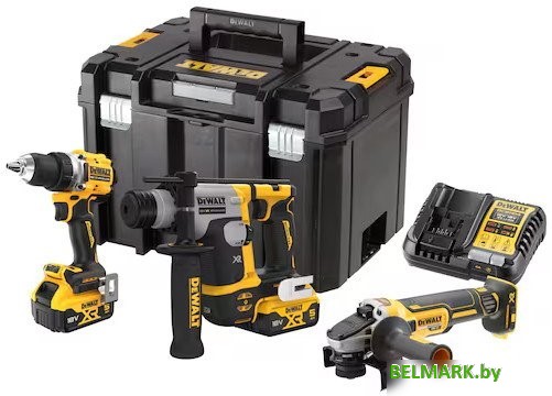 DeWalt DCK355P2T (шуруповерт, перфоратор, болгарка, 2 АКБ, кейс) - фото