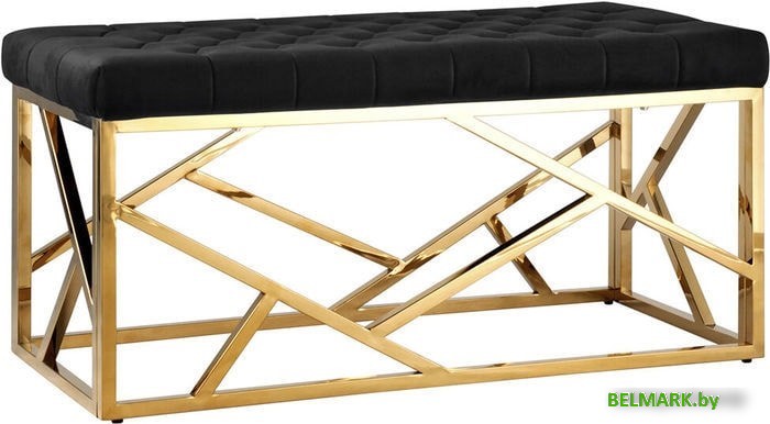 Банкетка Stool Group Арт деко вельвет черный/золото - фото