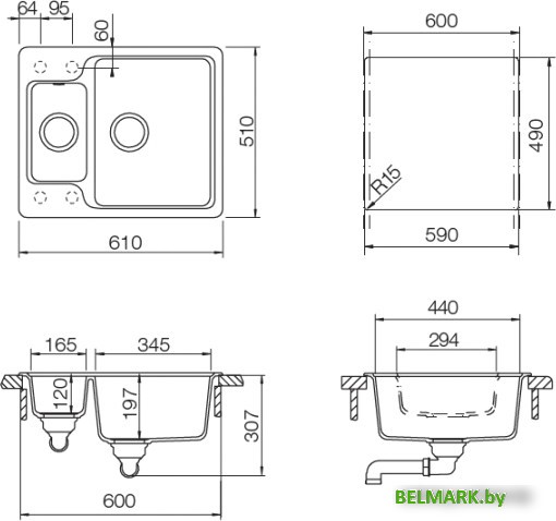 Кухонная мойка Schock Cambridge 60 (баварский камень) - фото2