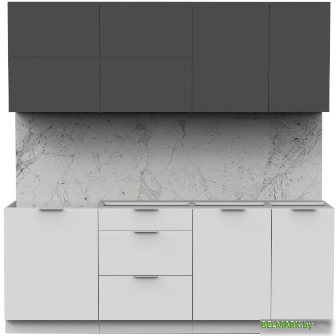 Готовая кухня Интермебель Микс Топ-36 2.1м без столешницы (графит серый/белый премиум) - фото