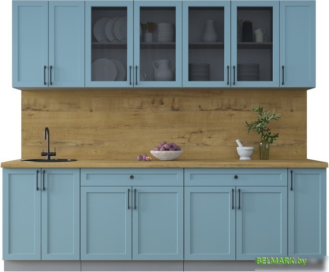 Готовая кухня Интерлиния Тренд 2.5А (океан/океан/дуб бунратти) - фото