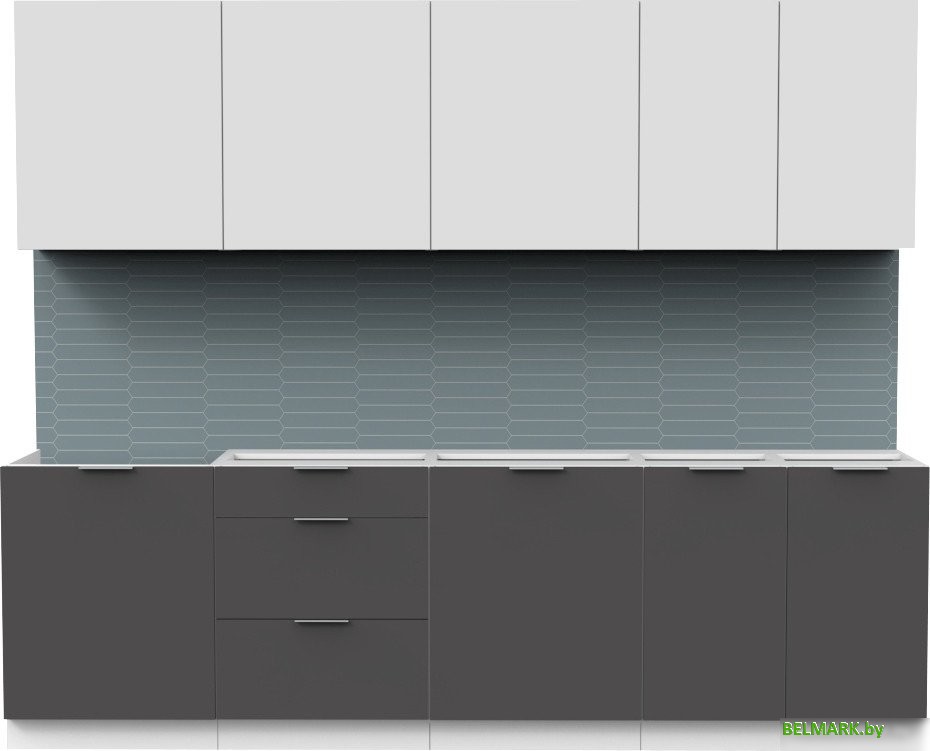 Готовая кухня Интермебель Микс Топ-9 2.6м без столешницы (белый премиум/графит серый) - фото
