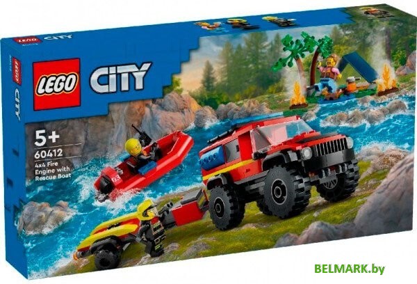 Конструктор LEGO City 60412 Пожарная машина 4х4 со спасательным катером - фото