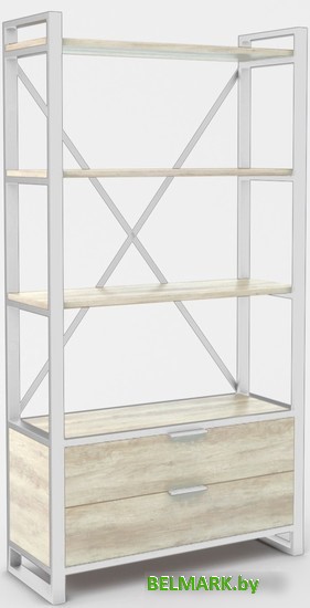 Стеллаж Hype Mebel Стандарт Люкс 80x200 (белый/древесина белая) - фото