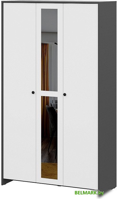 Шкаф распашной NN мебель МС Дольче К (графит/белый) - фото