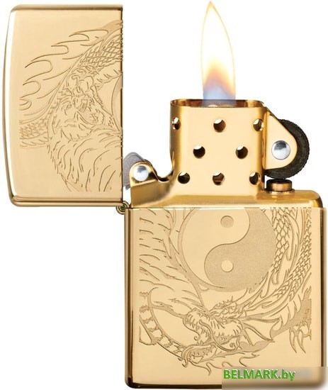 Зажигалка Zippo High Polish Brass Tiger and Dragon Design 49024 - фото2