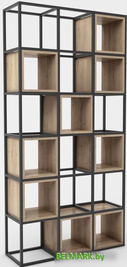 Стеллаж Hype Mebel Грос 105x175 (черный/дуб галифакс натуральный) - фото