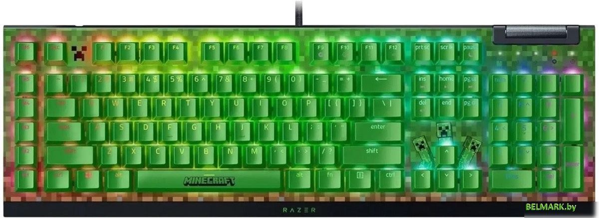 Клавиатура Razer BlackWidow V4 X Minecraft Edition (Razer Green, нет кириллицы) - фото