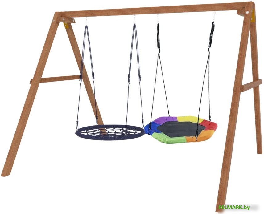 Стационарные качели Капризун Деревянные с гнездом Гексагон и гнездом 100 Р911-60 - фото2