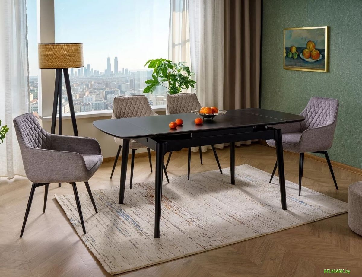 Кухонный стол Signal Sento 120-180/80 (черный/черный) - фото2