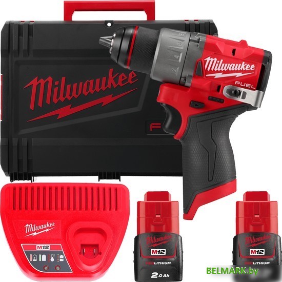 Дрель-шуруповерт Milwaukee M12 FUEL M12FDD2-202X 4933479873 (с 2-мя АКБ 2 Ач, кейс) - фото