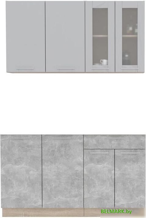 Готовая кухня Интерлиния Мила 14 без столешницы (серебристый/бетон) - фото