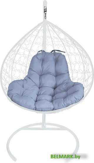 Подвесное кресло M-Group XL 11120109 (белый ротанг/серая подушка) - фото