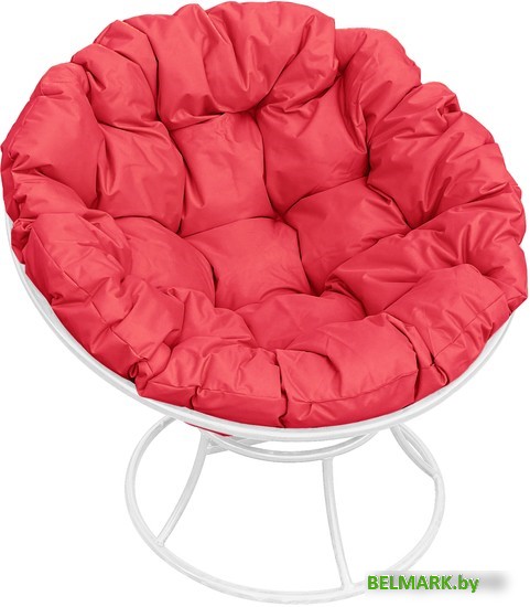 Кресло M-Group Папасан 12010106 (белый/красная подушка) - фото