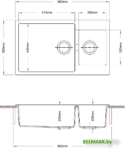 Кухонная мойка Longran Enigma ENG860.500 15 (оникс) - фото2