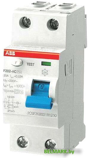 Устройство защитного отключения ABB F202 2P 40A 30mA 6kА 2М 2CSF202001R1400 - фото