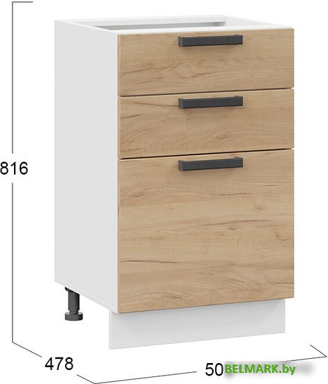 Шкаф напольный Трия Детройт 1Н5Я3 (белый/дуб крафт золотой) - фото2