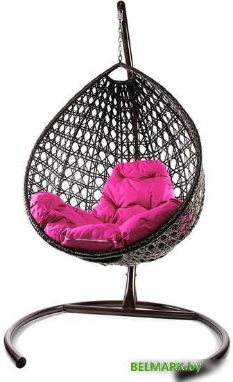 Подвесное кресло M-Group Капля Люкс 11030208 (коричневый ротанг/розовая подушка) - фото2